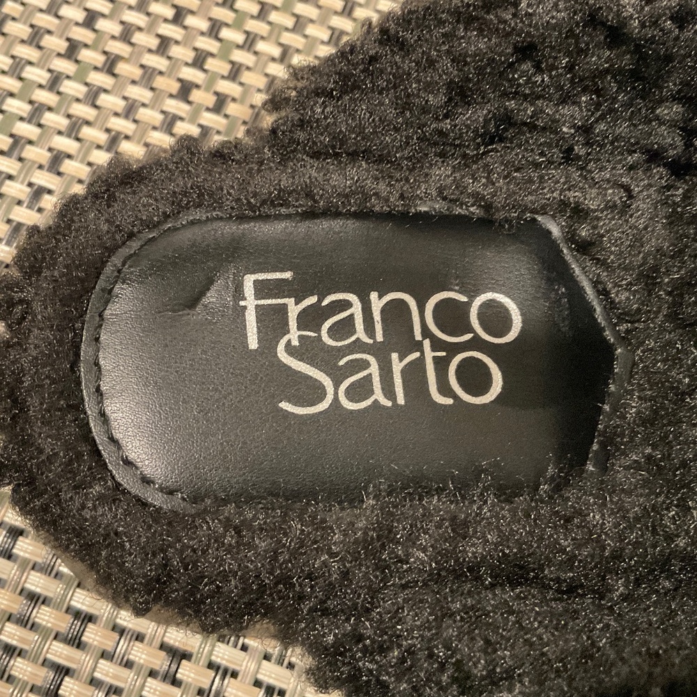 FRANCO SARTO Waleria Black Fleece Platform Mule Clog Size 7.5 LIKE NEW - Picture 7 of 8